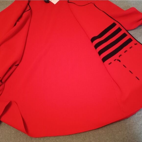 NWT FINITY M Red/Black Striped Cardigan One Button Long Sleeve Knit Open - Picture 9 of 11